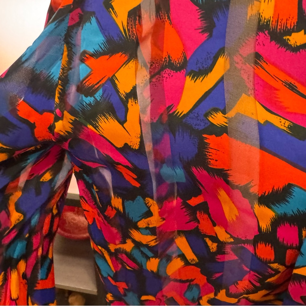 Vintage NICOLA Abstract Print High-Neck Blouse | Size 10 | NWT | Made in Korea - Picture 3 of 15